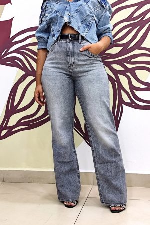 Calça Wide Leg Cinza - Ellen Modas